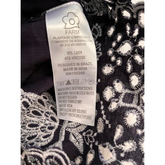 NWT FARM RIO X ANTHROPOLOGIE Jackie Embroidered Romper shorts Sz Xs Navy/White - Picture 6 of 11